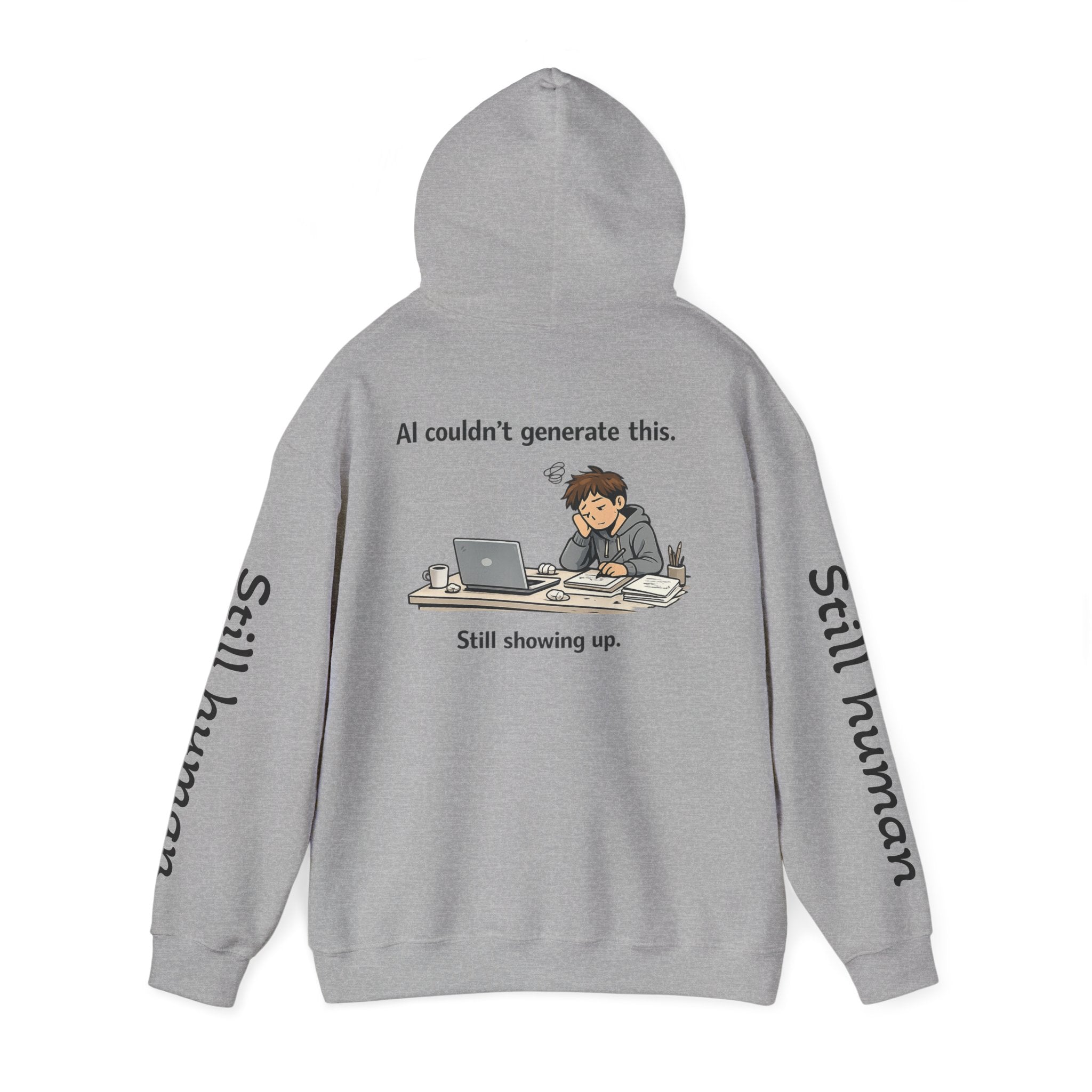 Human Progress Hoodie — "Loading..." Still Human Graphic Sweatshirt