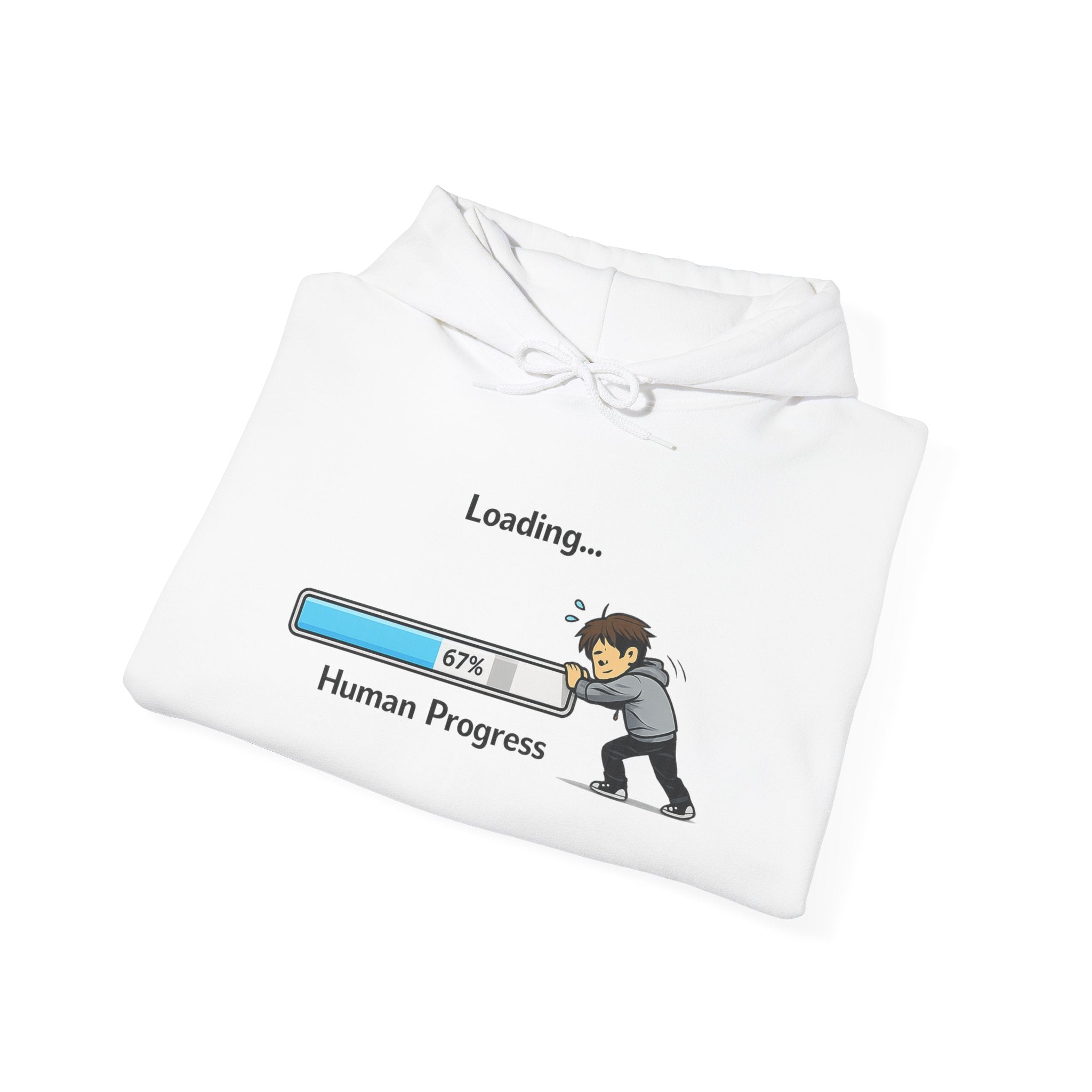 Human Progress Hoodie — "Loading..." Still Human Graphic Sweatshirt