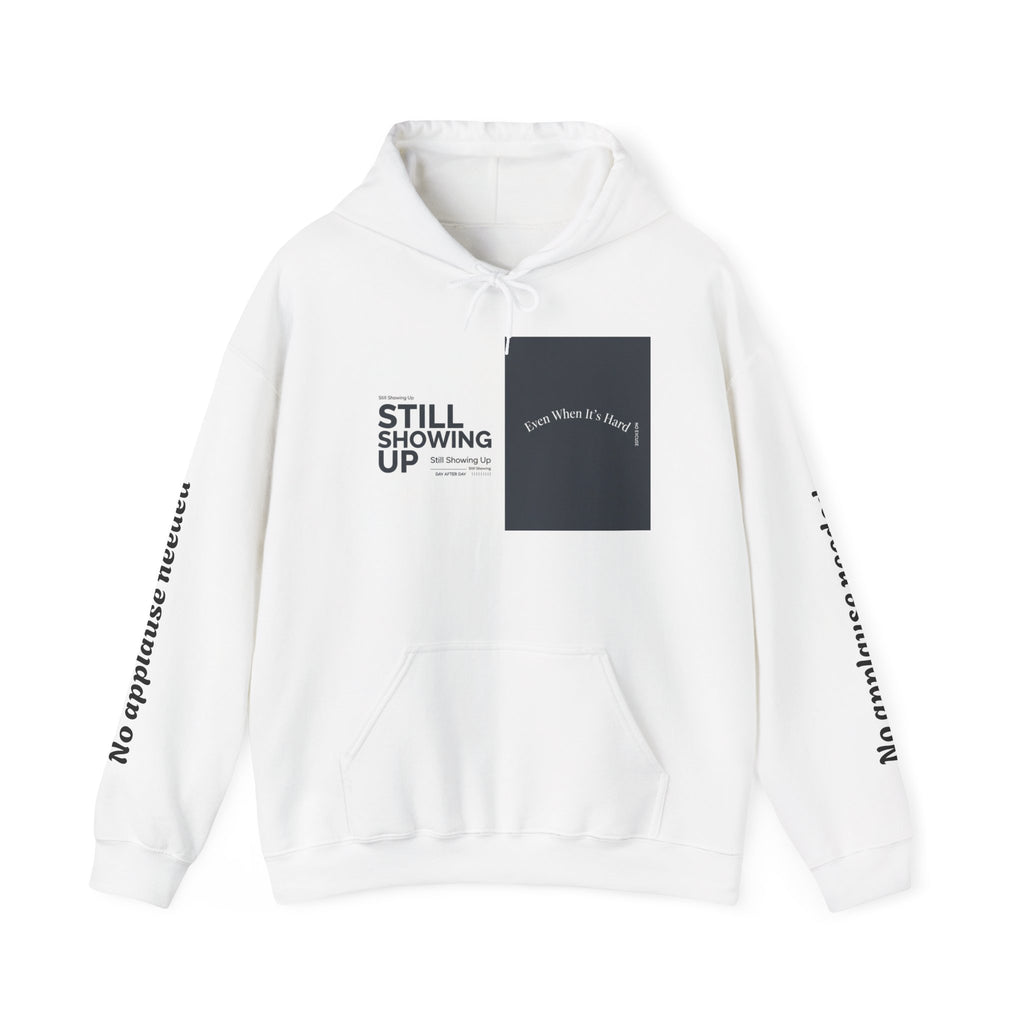 Dog Office Hoodie — "Still Showing Up" Cute Beagle Commuter Sweatshirt