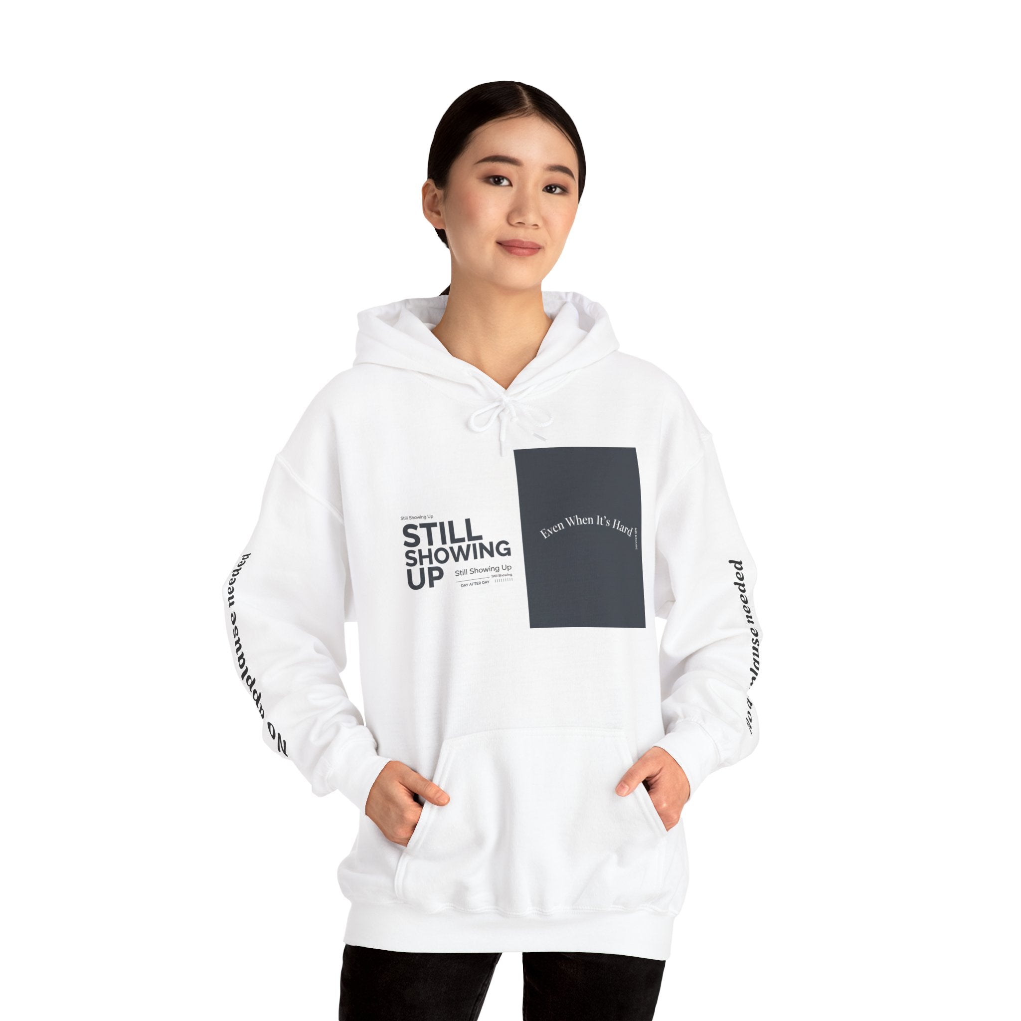 Dog Office Hoodie — "Still Showing Up" Cute Beagle Commuter Sweatshirt