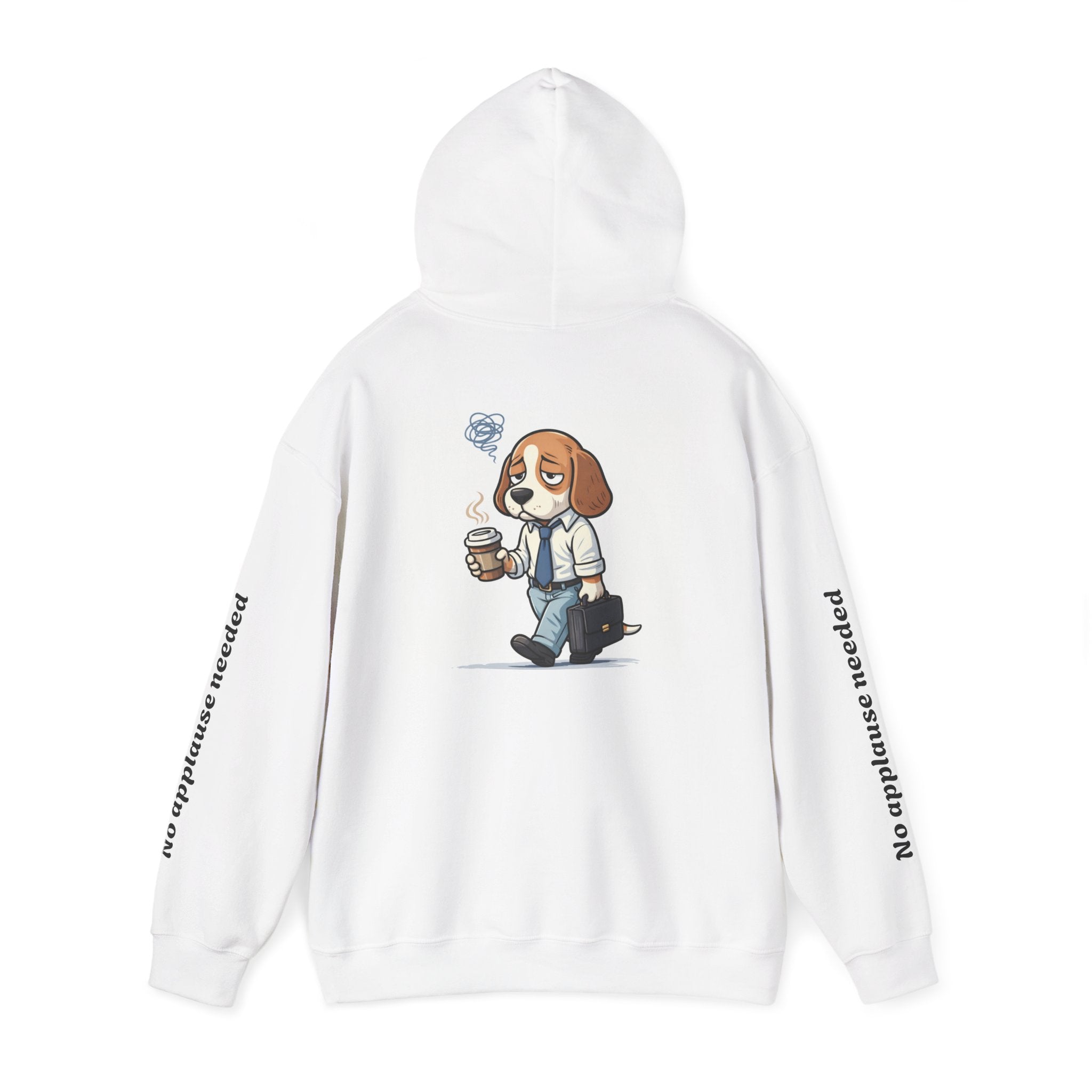 Still Showing Up Hoodie — Cute Beagle Coffee Commuter Graphic Sweatshirt