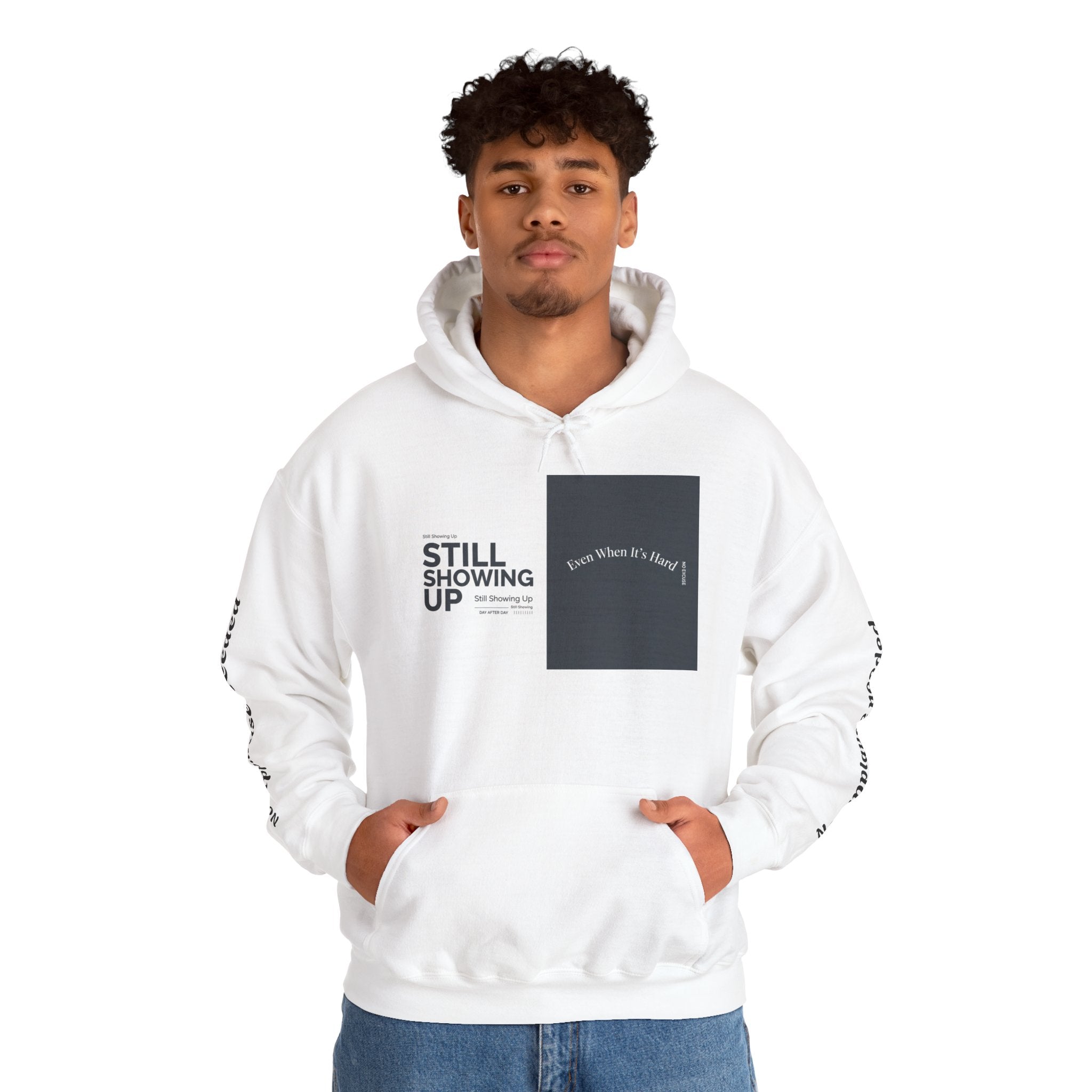 Dog Office Hoodie — "Still Showing Up" Cute Beagle Commuter Sweatshirt